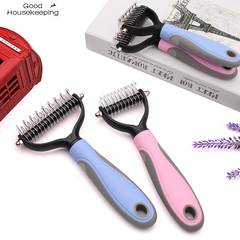 Double-Sided Pet Grooming Tool for Shedding and Hair Removal - Suitable for Dogs and Cats