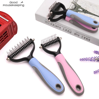 Double-Sided Pet Grooming Tool for Shedding and Hair Removal - Suitable for Dogs and Cats