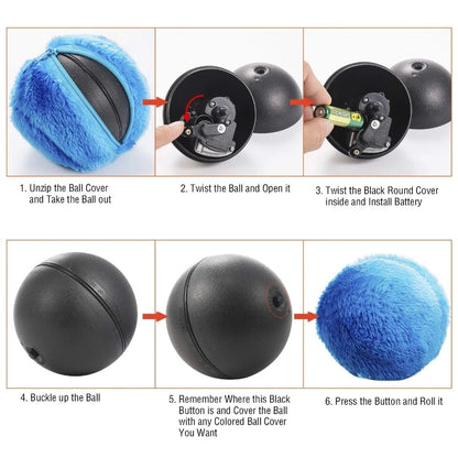 Pet Electric Toy Ball Magic Roller Ball Interactive Toy Robot Automatic Roller Ball Magic Ball New Dog Cat Pet Chew Plush 5Pcs
