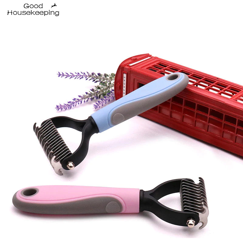 Double-Sided Pet Grooming Tool for Shedding and Hair Removal - Suitable for Dogs and Cats