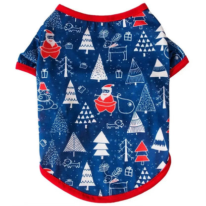 Pet Dog Christmas Shirt Clothes Xmas Vest Soft Shirts Holiday Small Dog Apparel Snowman Printed Puppy Costume for Cats or Dogs