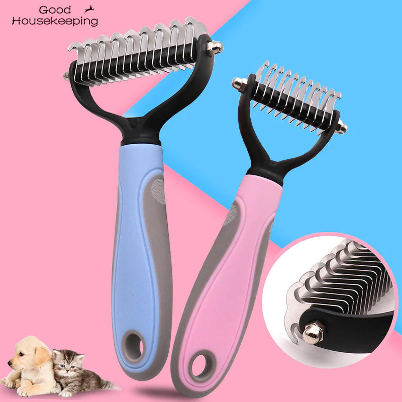 Double-Sided Pet Grooming Tool for Shedding and Hair Removal - Suitable for Dogs and Cats